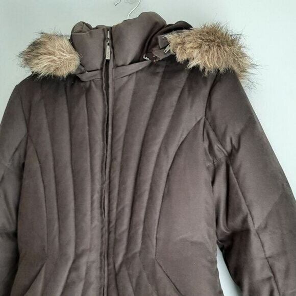 RW&CO. Down Insulated Puffer Winter Jacket Quilted Short Coat w/ Hood Brown Sz S - Picture 5 of 16